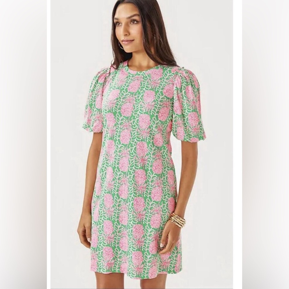 Lilly Pulitzer Pineapple Pink And Green Mercer Dress Size Large - Picture 2 of 11